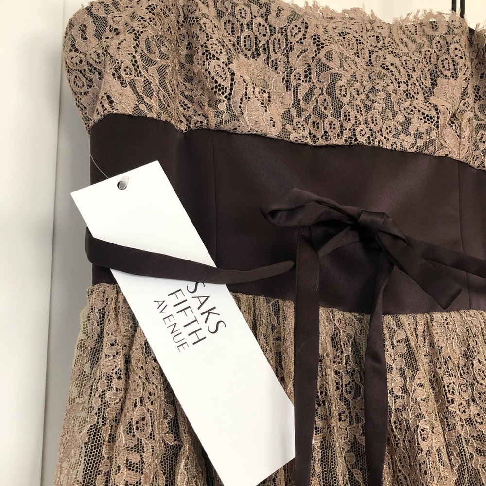 Brown silk dress NWT Saks Fifth Ave - Picture 2 of 9